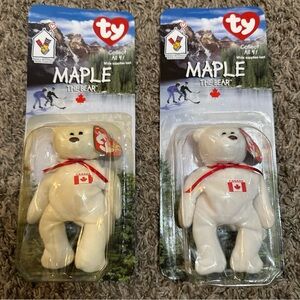 Two Ty Teenie Beanie Baby Maple Mini Bear Plush Stuffed Animal McDonalds